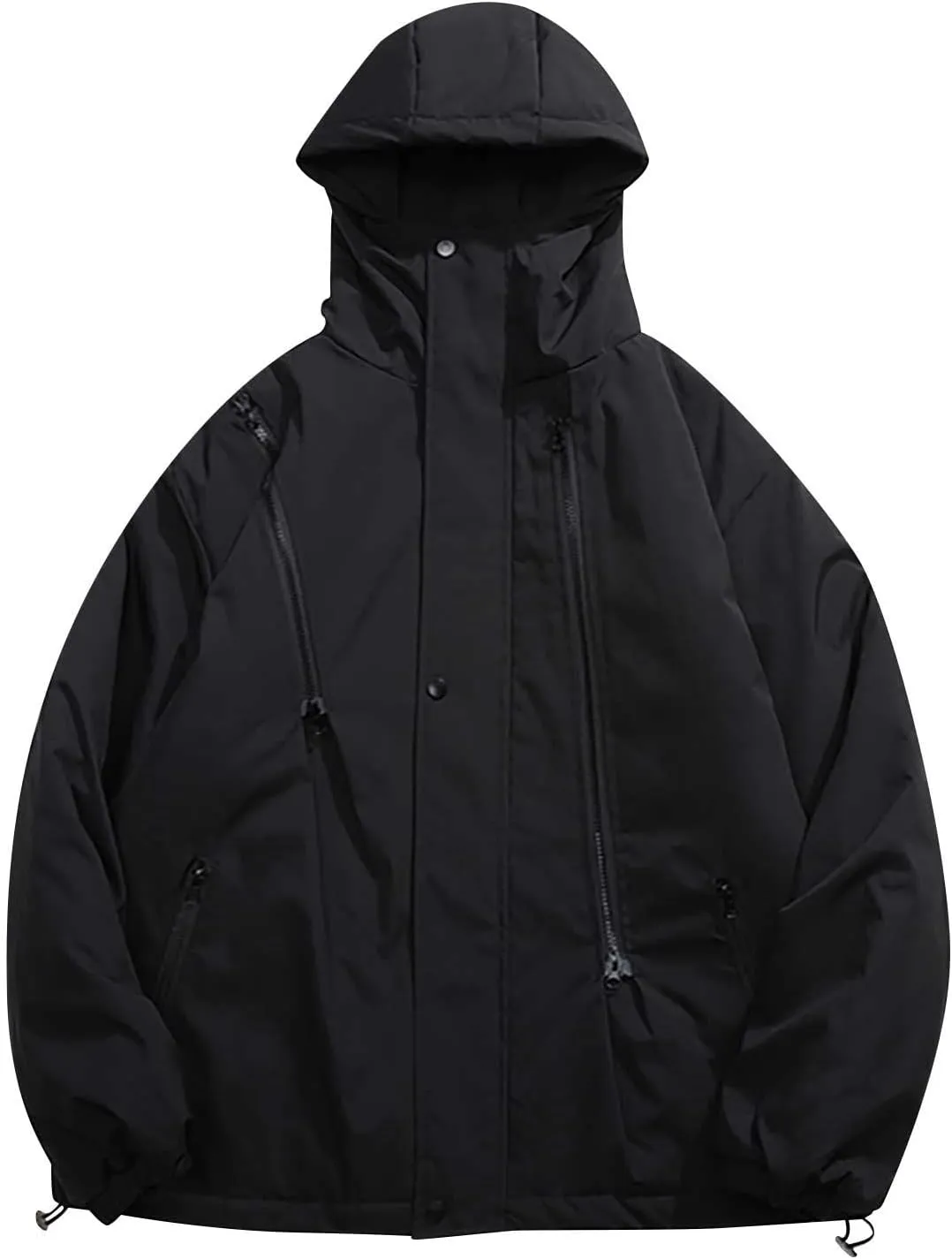 Men's Hooded Softshell Jacket Waterproof Lightweight Insulated Windbreaker Fleece Lined Rain Shell Jackets Zipper Coat