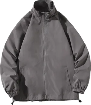 Men's Lightweight Bomber Jacket Casual Loose Fit Oversized Windbreaker Track Jackets Stand Collar Full Zip Shell Coats
