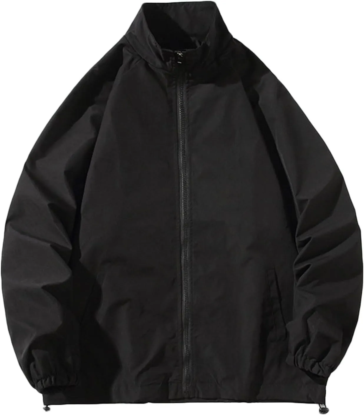 Men's Lightweight Bomber Jacket Casual Loose Fit Oversized Windbreaker Track Jackets Stand Collar Full Zip Shell Coats