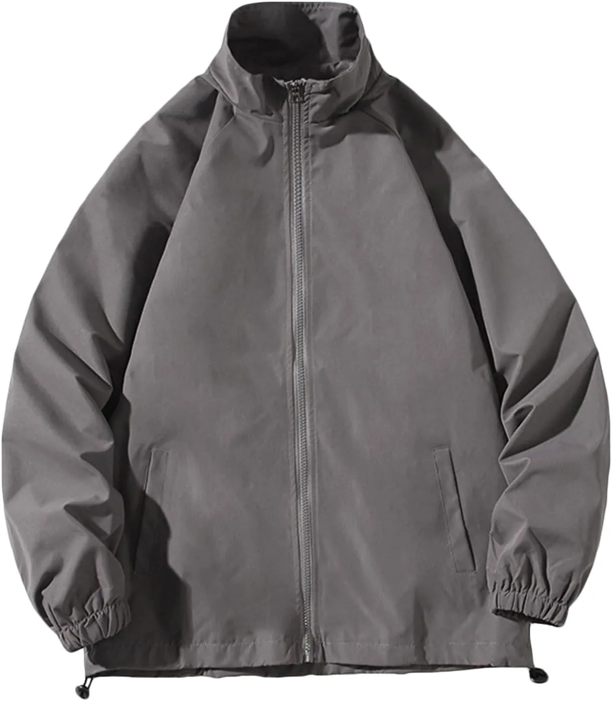 Men's Lightweight Bomber Jacket Casual Loose Fit Oversized Windbreaker Track Jackets Stand Collar Full Zip Shell Coats