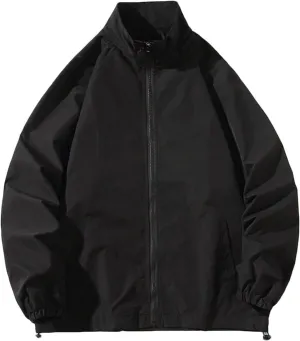 Men's Lightweight Bomber Jacket Casual Loose Fit Oversized Windbreaker Track Jackets Stand Collar Full Zip Shell Coats