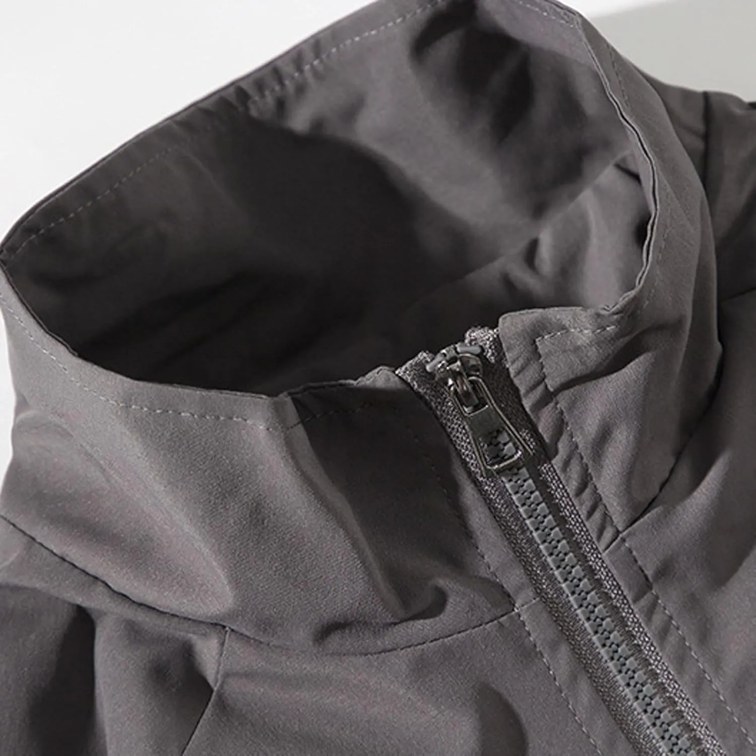 Men's Lightweight Bomber Jacket Casual Loose Fit Oversized Windbreaker Track Jackets Stand Collar Full Zip Shell Coats