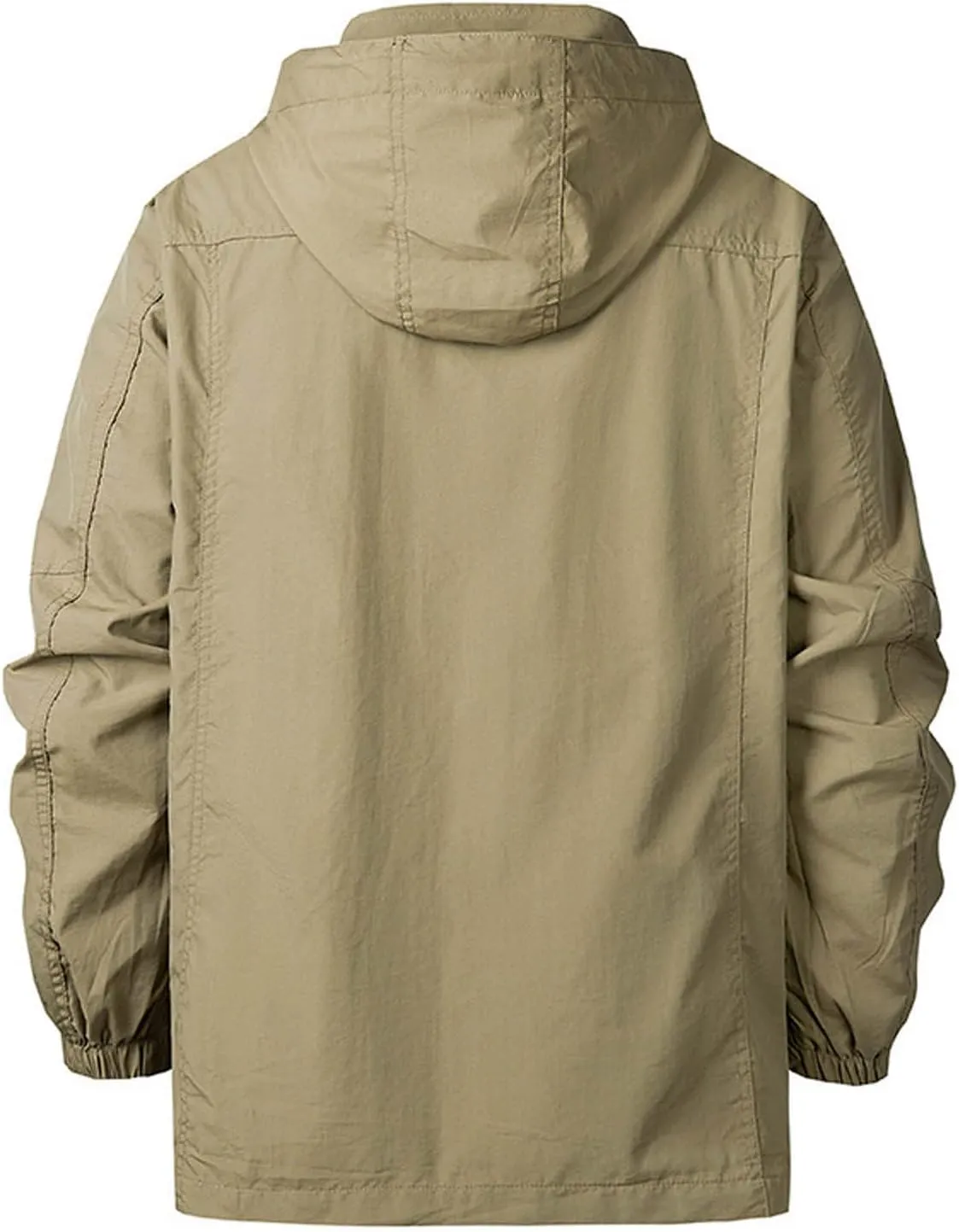 Men's Lightweight Windproof Hooded Jacket Outdoor Hiking Travel Casual Stand Collar Coats Soft Shell Winter Coat