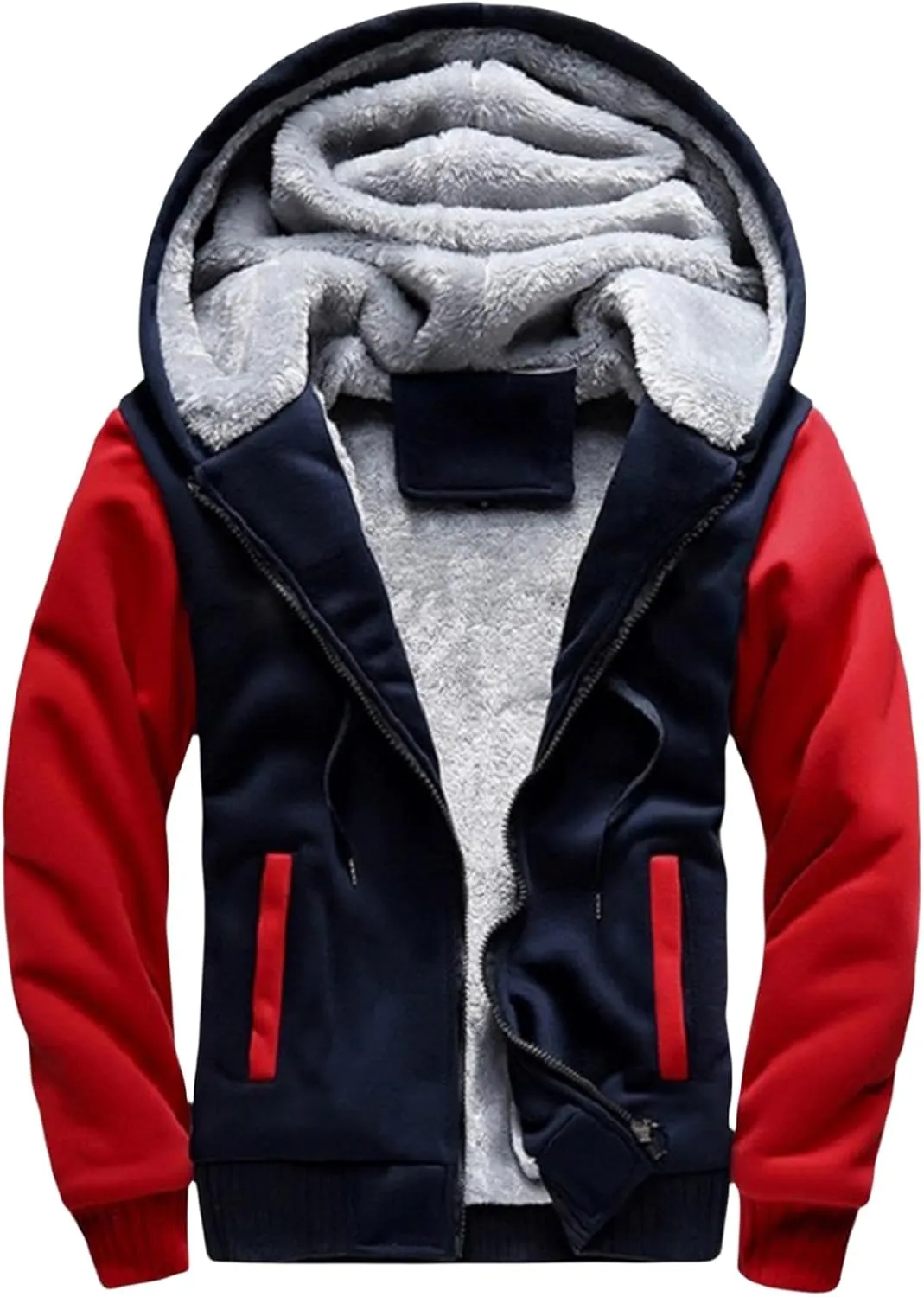 Men's Pullover Winter Jackets Sherpa Hoodie Jacket Fleece Lined Zip Up Warm Hoodies Sweatshirt Soft Thick Coats for Men