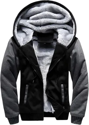 Men's Pullover Winter Jackets Sherpa Hoodie Jacket Fleece Lined Zip Up Warm Hoodies Sweatshirt Soft Thick Coats for Men