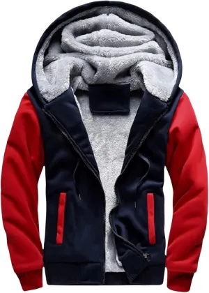 Men's Pullover Winter Jackets Sherpa Hoodie Jacket Fleece Lined Zip Up Warm Hoodies Sweatshirt Soft Thick Coats for Men
