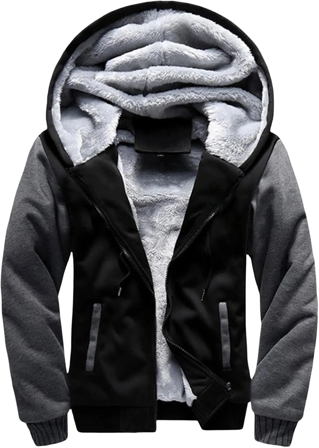Men's Pullover Winter Jackets Sherpa Hoodie Jacket Fleece Lined Zip Up Warm Hoodies Sweatshirt Soft Thick Coats for Men