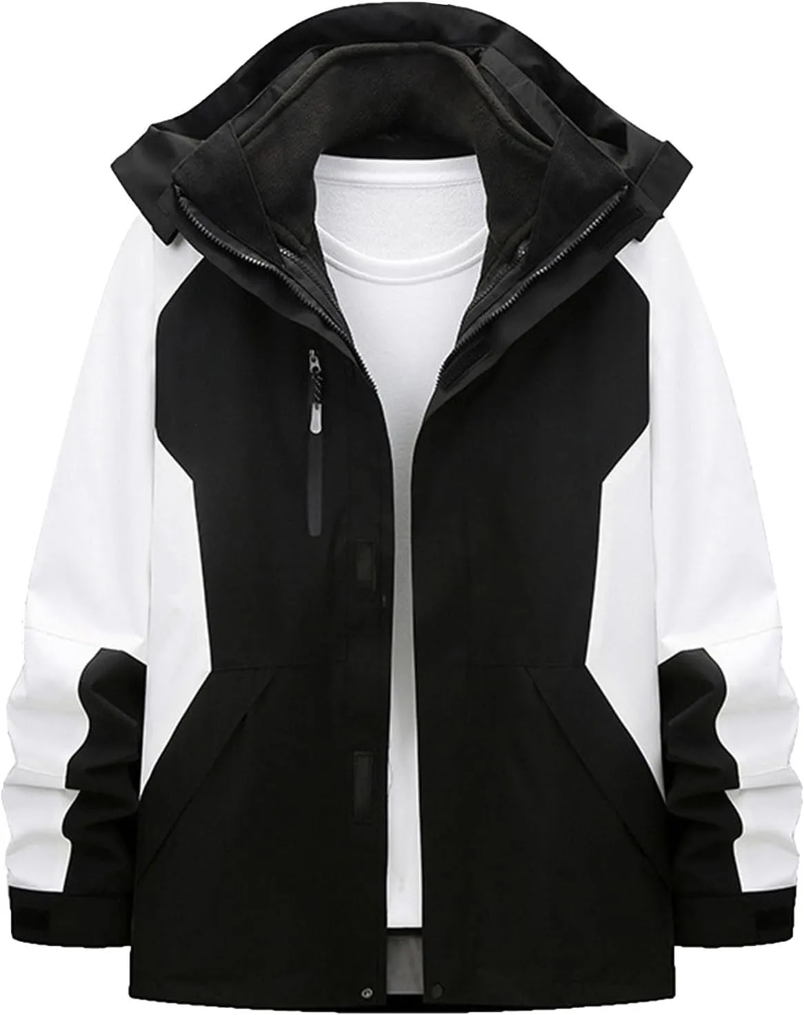 Men’s Ski Jacket 3 in 1 Waterproof Winter Jackets Snow Jacket Windproof Hooded with Inner Warm Fleece Coat Anorak