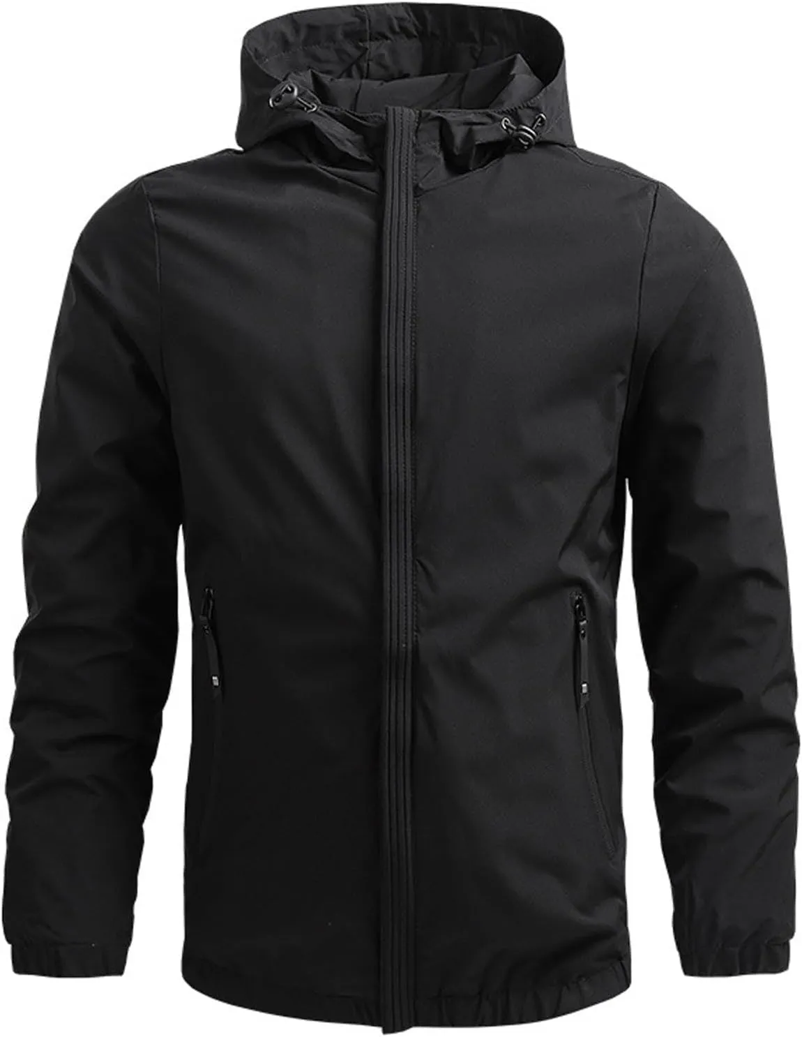 Men's Softshell Jacket with Hood Lined Windbreaker Lightweight Waterproof Jackets for Hiking Outdoor Sports Coats