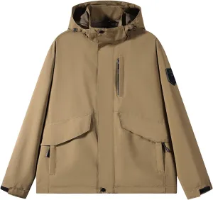 Mens Windproof Jacket Lightweight Hooded Rain Jacket Outdoor Mountain Sport Jacket Shell Jacket Windbreaker Raincoat