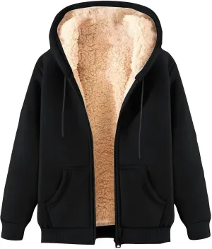 Men's Winter Coats Warm Fleece Lined Jackets with Pockets Hooded Sweatshirt Cashmere Casual Outerwear