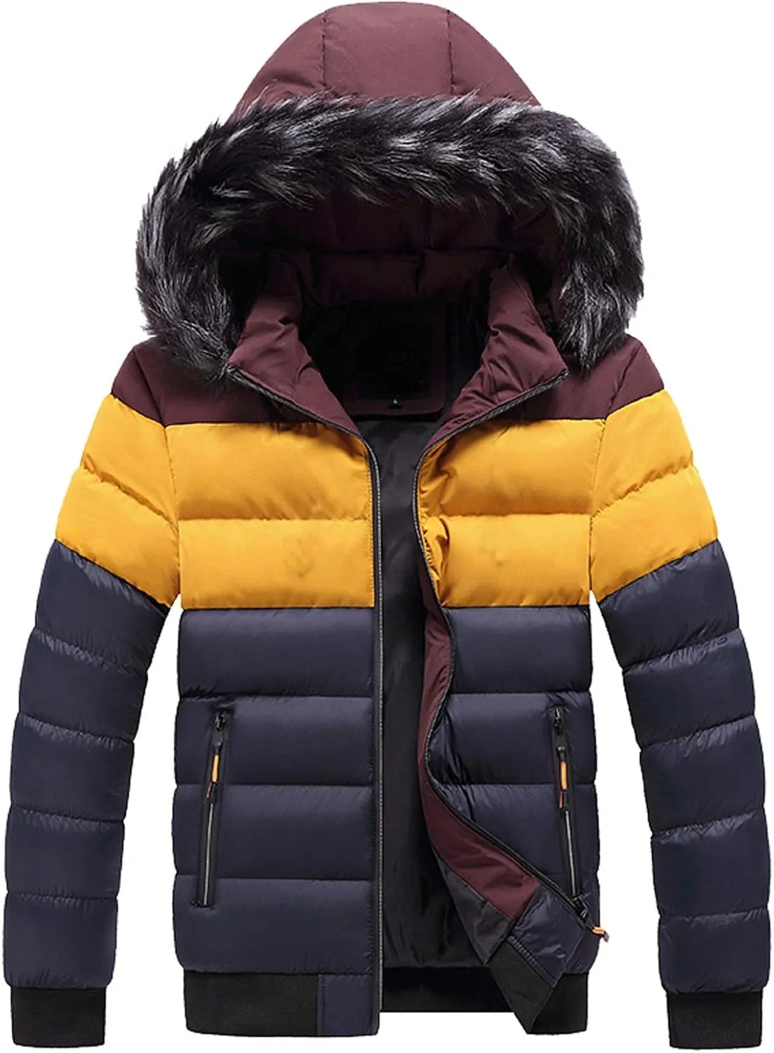 Men's Winter Jacket Hooded Zip Jacket with Pockets Loose Long Sleeve Casual Parkas Daily Activity Wear Outerwear