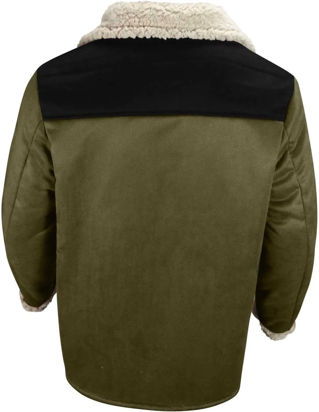 Muscularfit Faux Leather Long Trench Coats Men Vintage Suede Jacket Plush Collar Coats Zip Up Sherpa Motorcycle Jacket Coats