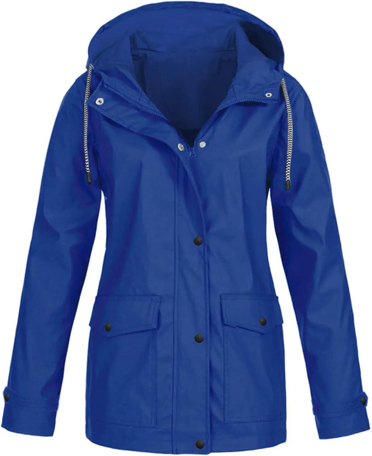 NaRHbrg Raincoat Hoodie for Women's Plus Size Jackets Rain Jacket Loose Hooded Elegant Windbreaker Comfortable Coat Outwear