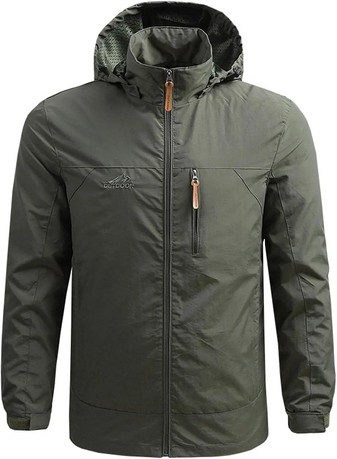 Outdoor Jacket For Men Winter Ski Jackets Windbreaker Full Zip Solid Hooded Rain Coat for Traveling Climbing Hiking