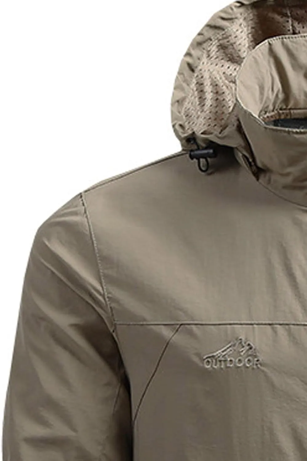 Outdoor Jacket For Men Winter Ski Jackets Windbreaker Full Zip Solid Hooded Rain Coat for Traveling Climbing Hiking