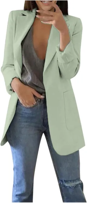 Oversized Blazers for Women Business Casual Long Sleeve Blazers Women's Long Blazer Open Front Cardigan Tops