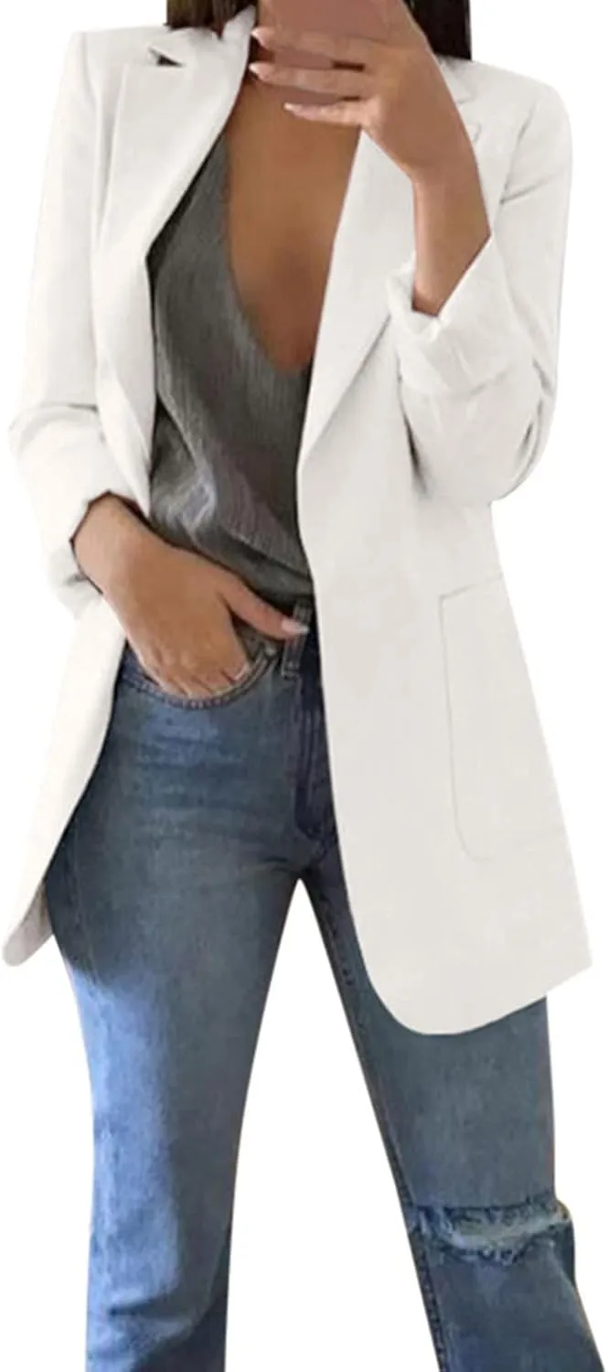 Oversized Blazers for Women Business Casual Long Sleeve Blazers Women's Long Blazer Open Front Cardigan Tops