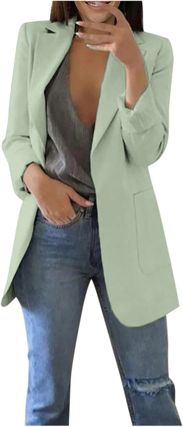 Oversized Blazers for Women Business Casual Long Sleeve Blazers Women's Long Blazer Open Front Cardigan Tops