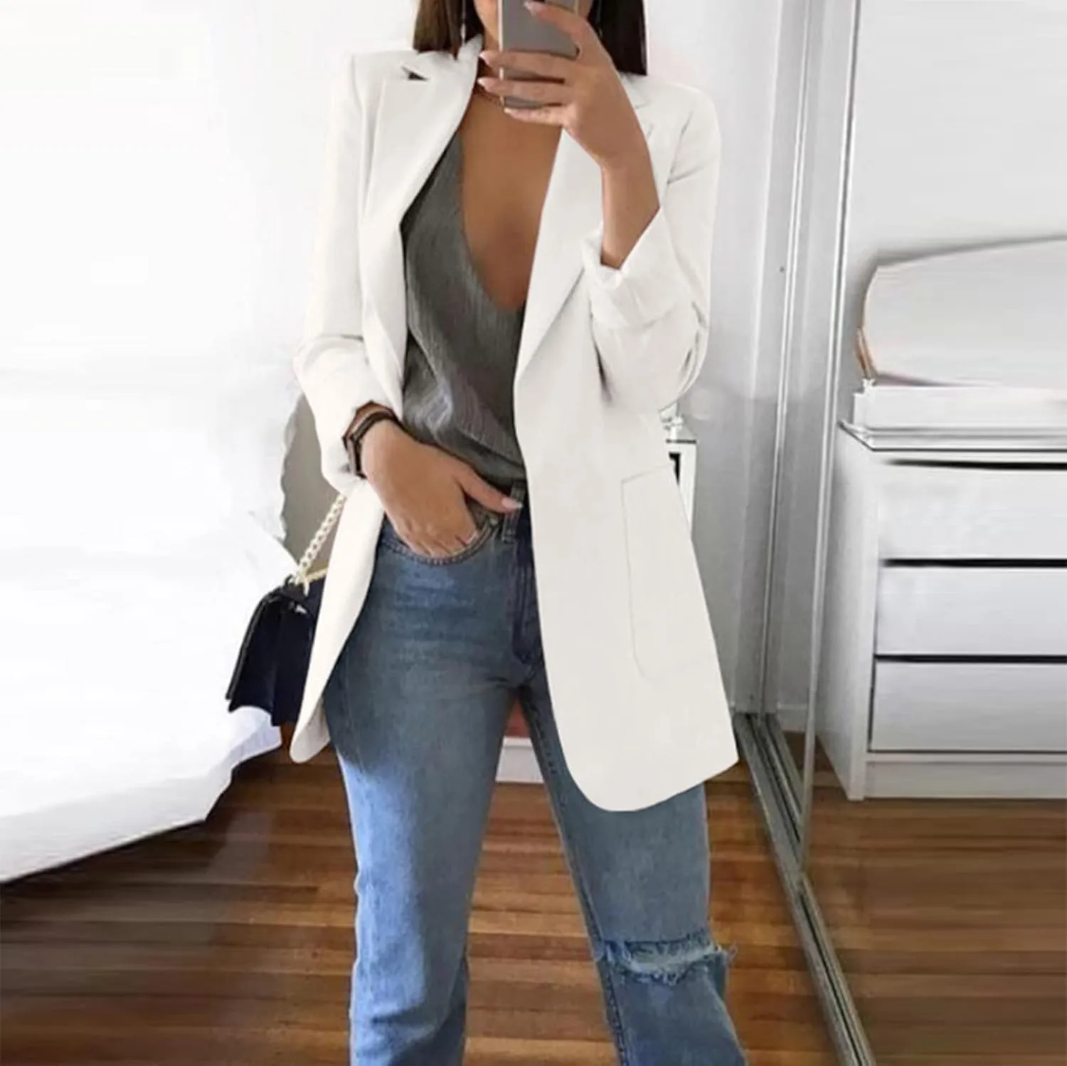 Oversized Blazers for Women Business Casual Long Sleeve Blazers Women's Long Blazer Open Front Cardigan Tops