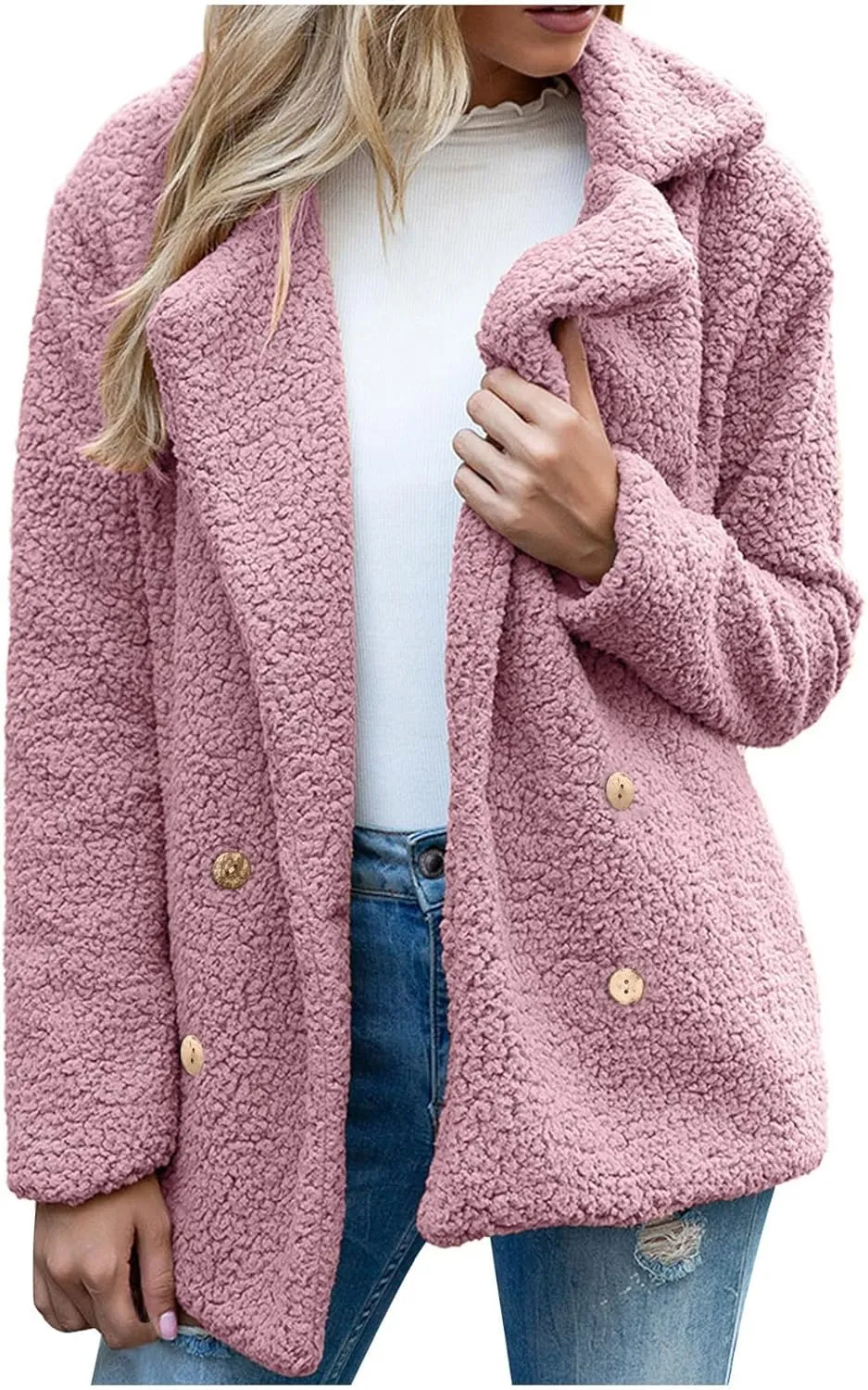 Oversized Sherpa Jackets for Women Fashion 2023 Casual Lapel Fuzzy Fleece Cardigan Fluffy Cozy Coat Outwear