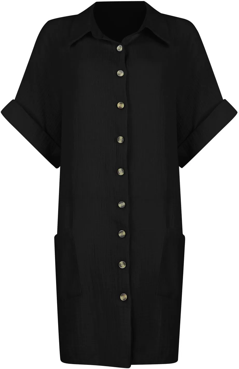 Palaver Summer Dresses for Women 2025 Casual Button Down Short Sleeve Tshirt Dress Boho Vacation Midi Dresses with Pockets