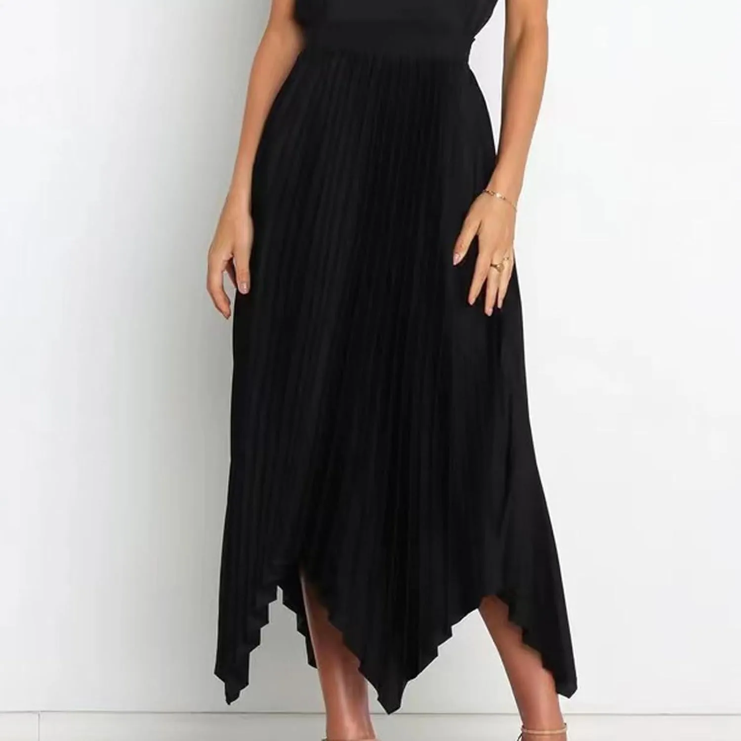 Pleated Skirts Women High Waisted Flowy Skirts Dressy Casual Skirts High Low Summer Skirt Asymmetrical Midi Skirts