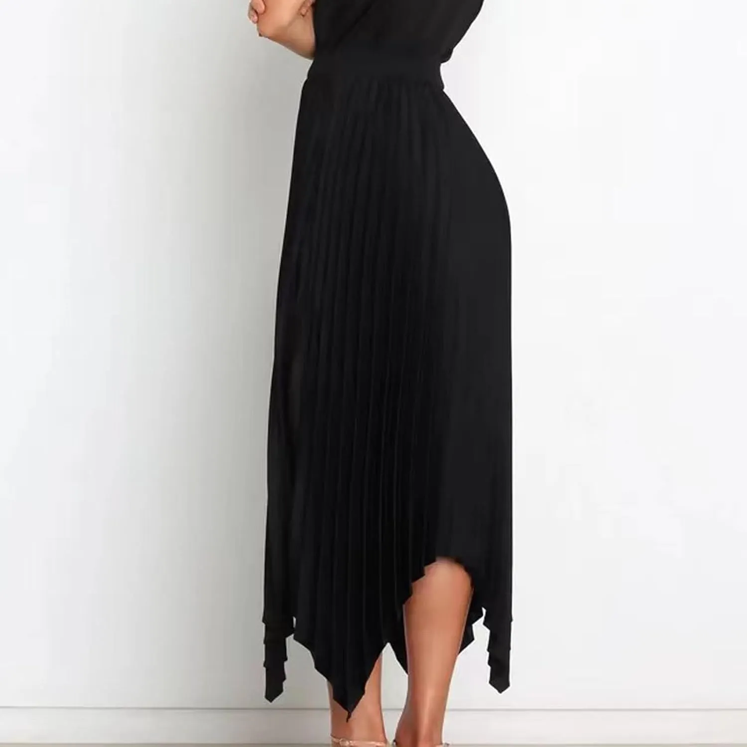 Pleated Skirts Women High Waisted Flowy Skirts Dressy Casual Skirts High Low Summer Skirt Asymmetrical Midi Skirts