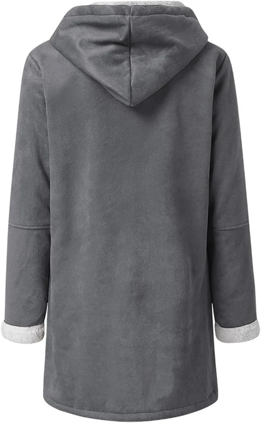 Plus Size Winter Coats for Women 2024 Warm Sherpa Fleece Lined Distressed Jackets Hooded Parka Faux Suede Pea Coat Outerwear