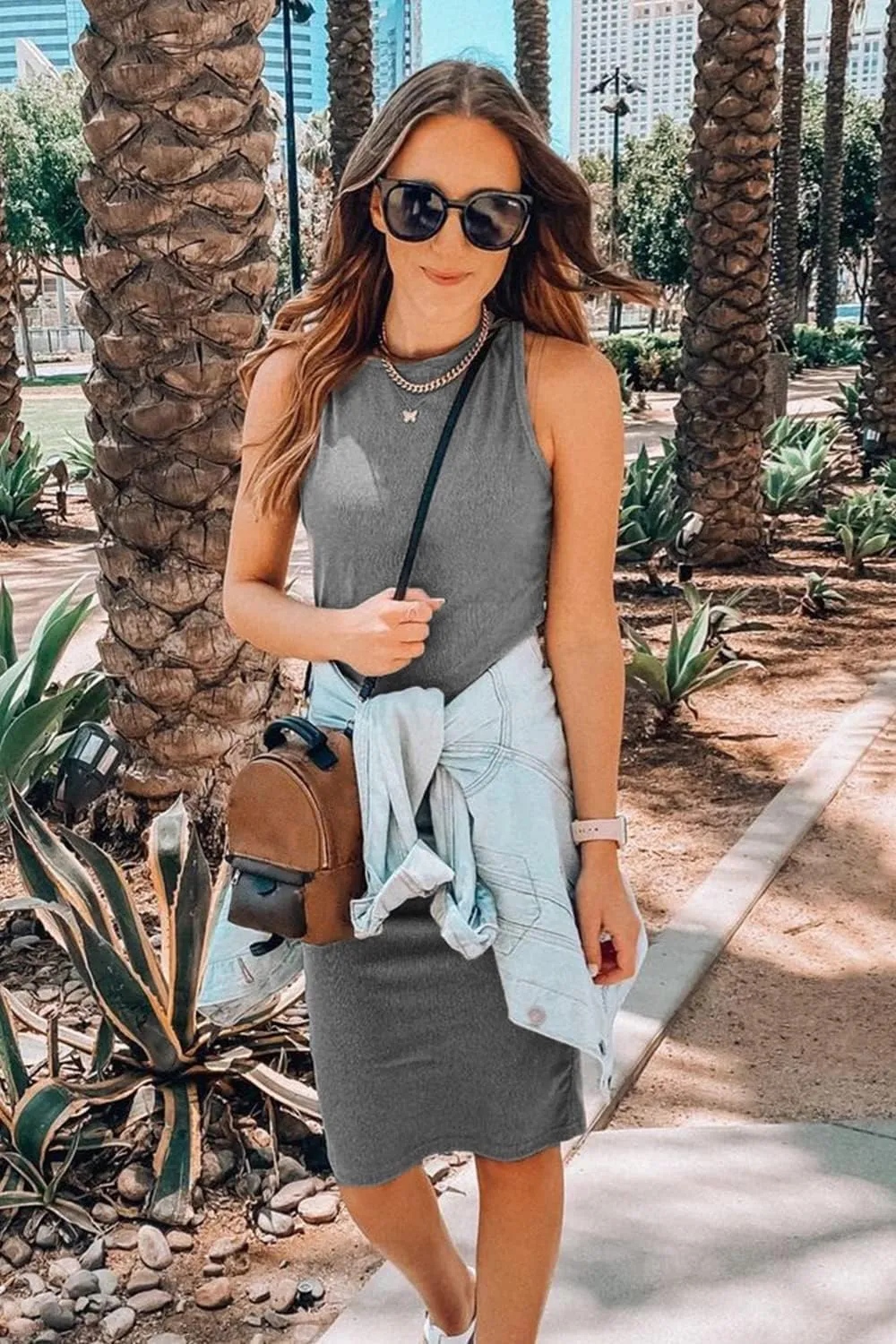 PRETTYGARDEN Women Bodycon Midi Dress 2025 Summer Spring Casual Vacation Sundress Fitted Sleeveless Tank Dresses