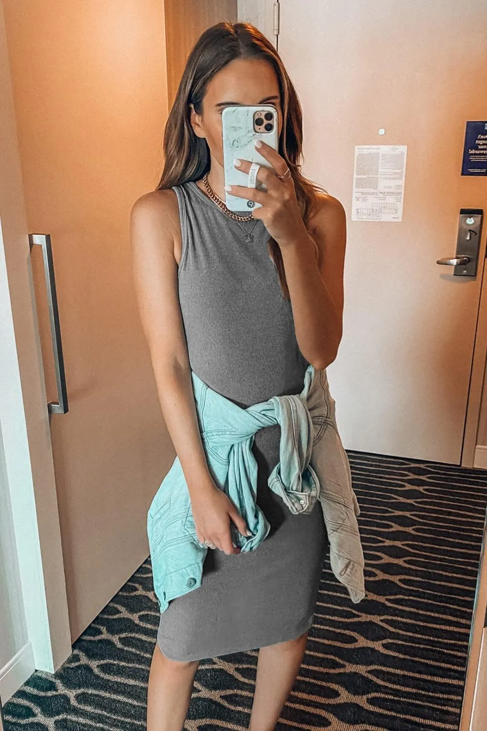 PRETTYGARDEN Women Bodycon Midi Dress 2025 Summer Spring Casual Vacation Sundress Fitted Sleeveless Tank Dresses