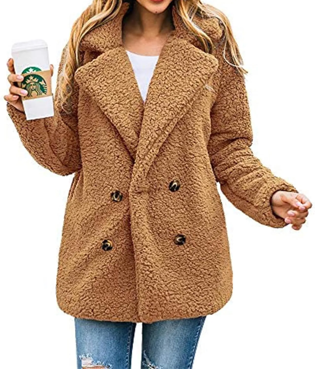 PRETTYGARDEN Women's Fashion Winter Coat Sherpa Fleece Faux Fur Shearling Oversized Trendy Jackets Warm Outerwear