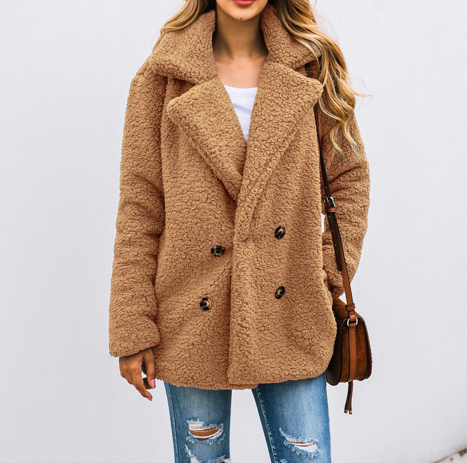 PRETTYGARDEN Women's Fashion Winter Coat Sherpa Fleece Faux Fur Shearling Oversized Trendy Jackets Warm Outerwear