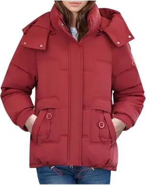 Puffer Jacket Womens Tops Mid Length Sherpa Lined Quilted Parkas Warm Thickened Hoodies Coats Windproof Outerwear