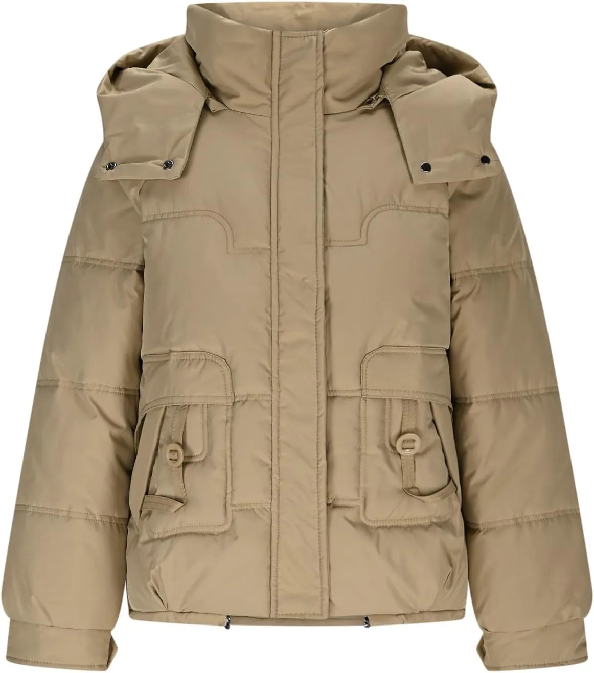 Puffer Jacket Womens Tops Mid Length Sherpa Lined Quilted Parkas Warm Thickened Hoodies Coats Windproof Outerwear