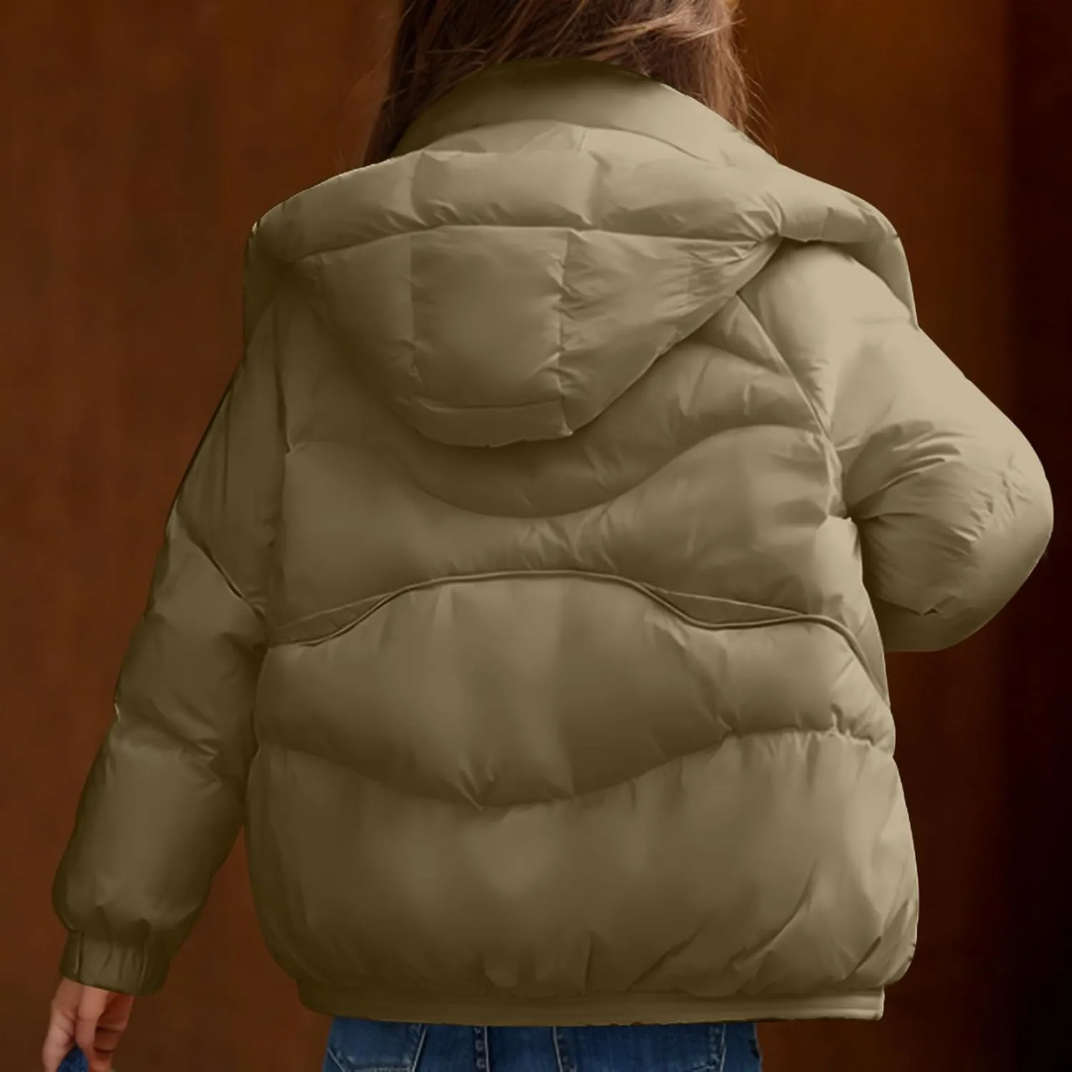 Puffer Jacket Womens Tops Mid Length Sherpa Lined Quilted Parkas Warm Thickened Hoodies Coats Windproof Outerwear