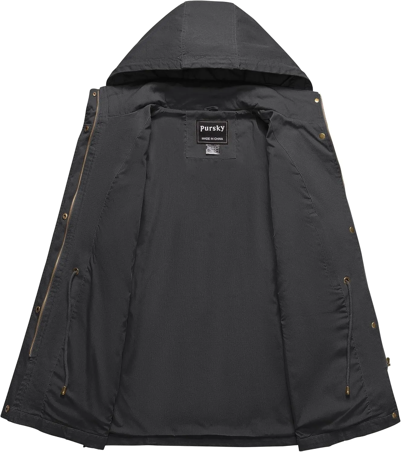 Pursky Women's Cotton Anorak Jacket Lightweight Casual Military Jackets Safari Utility Coats With Removable Hood