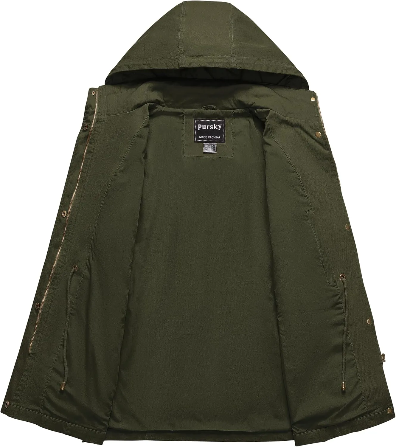 Pursky Women's Cotton Anorak Jacket Lightweight Casual Military Jackets Safari Utility Coats With Removable Hood