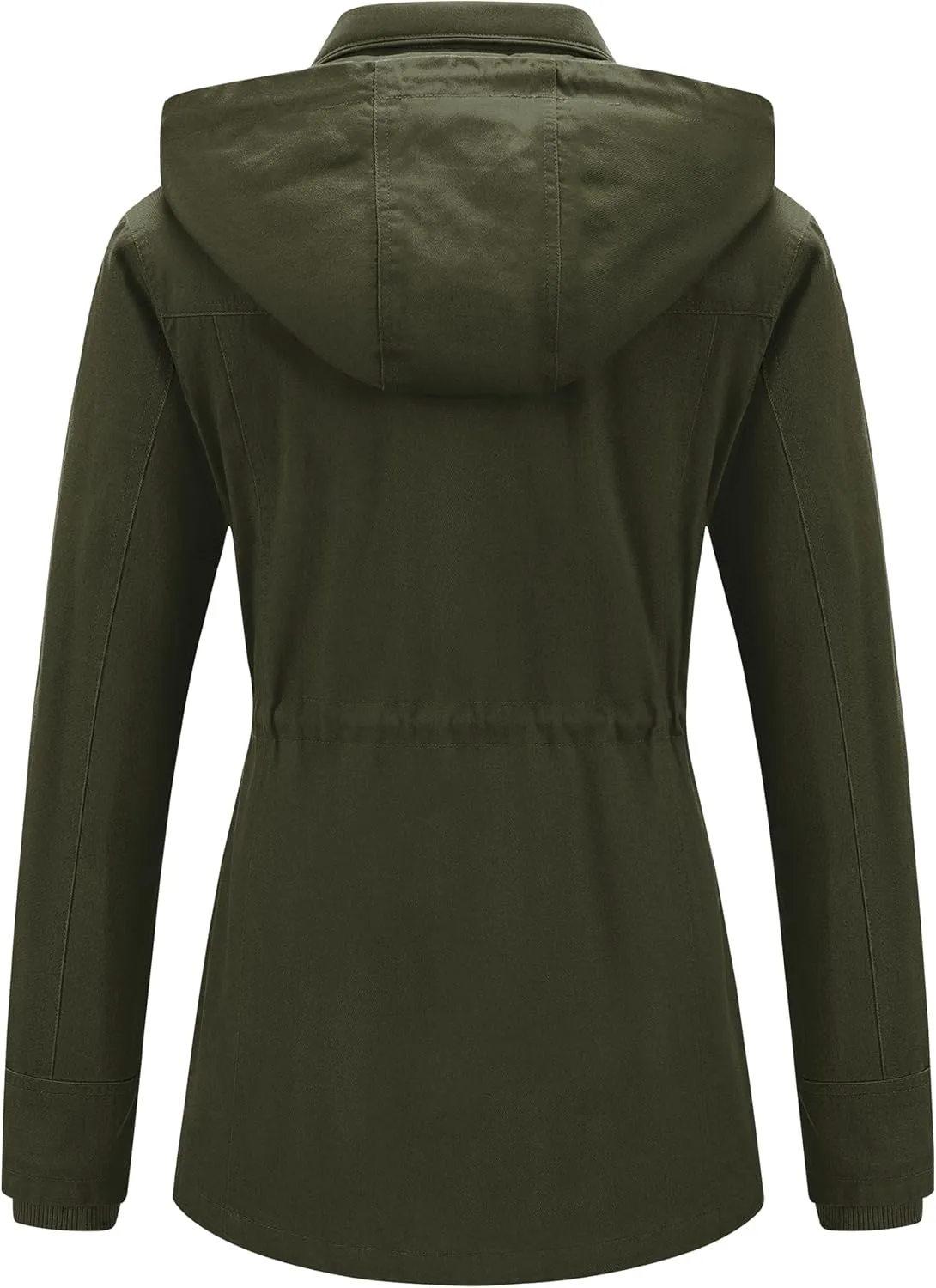 Pursky Women's Cotton Anorak Jacket Lightweight Casual Military Jackets Safari Utility Coats With Removable Hood