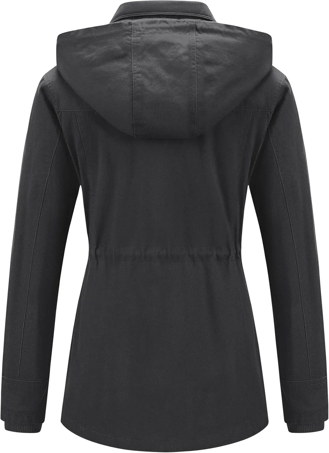 Pursky Women's Cotton Anorak Jacket Lightweight Casual Military Jackets Safari Utility Coats With Removable Hood