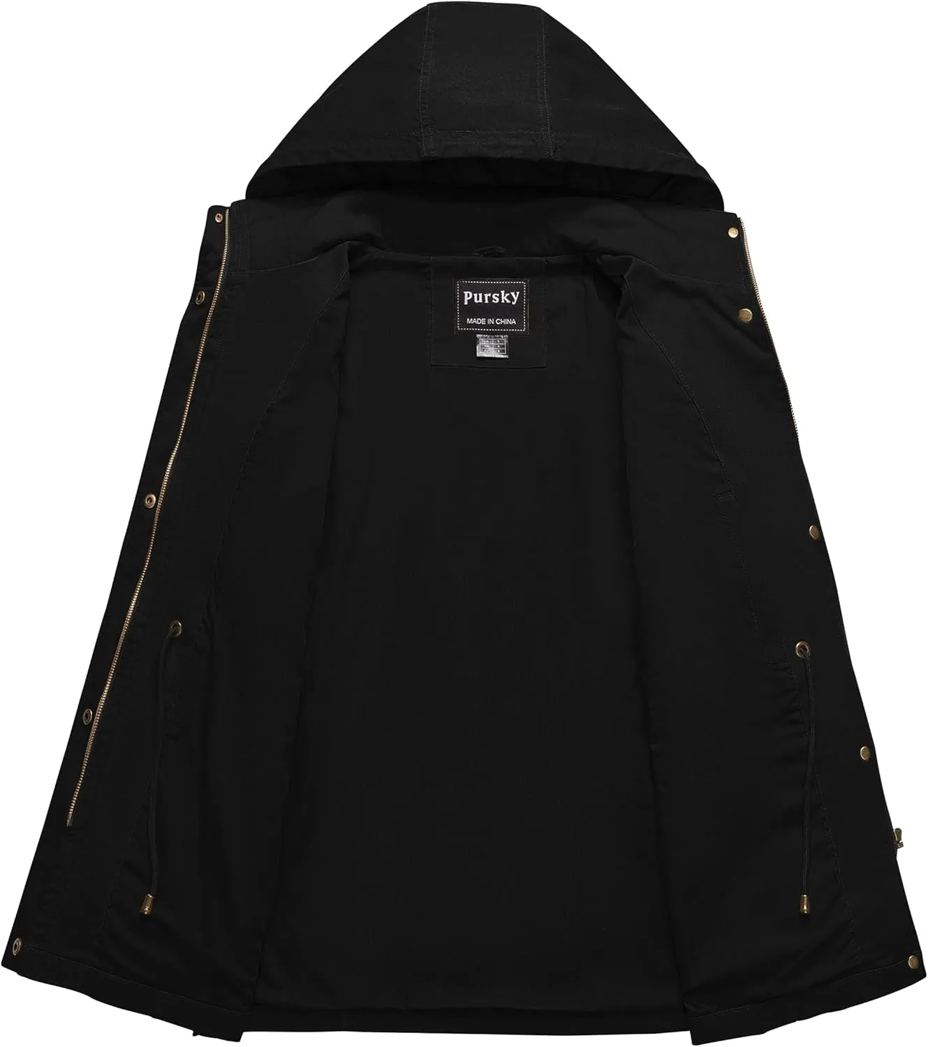 Pursky Women's Cotton Anorak Jacket Lightweight Casual Military Jackets Safari Utility Coats With Removable Hood
