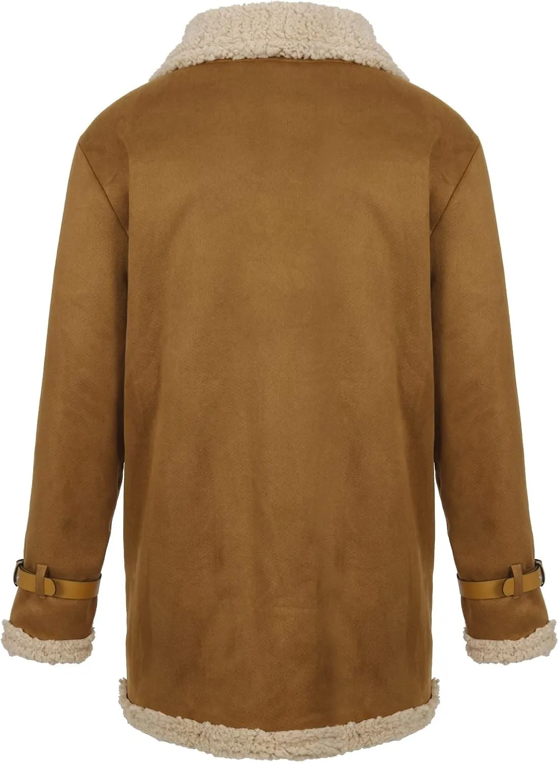 RTRDE Men's Winter Trench Coat Sherpa Lined Lapel Coat Long Jacket Outwear Coat Men, M-5XL