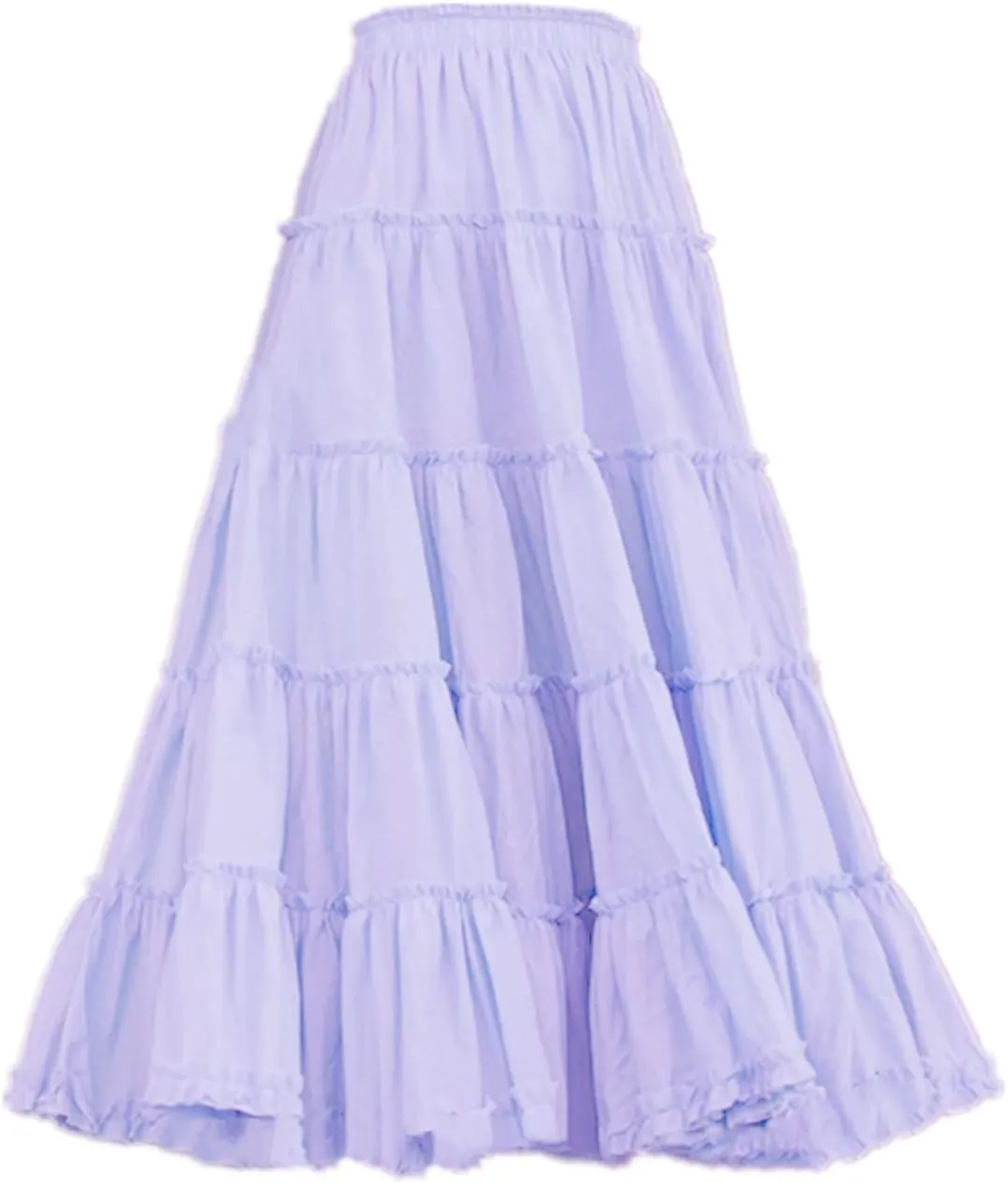 Saukiee Women's Bohemian Elastic Waist Long Skirt Cotton Circle Ruffle Broomstick Peasant Maxi Tiered Skirts