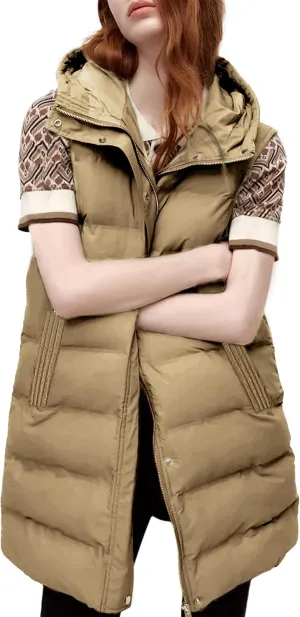 SCUSTY Womens Long Puffer Vest Sleeveless Coats Quilted Vests Outerwear Jackets with Hood