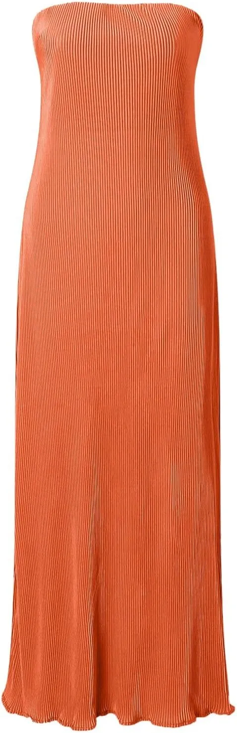 Sexy Women Strapless Tube Long Dresses Off The Shoulder Cut Out Skinny Slit Maxi Dress Party Club Beach Maxi Wrap