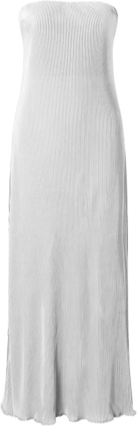 Sexy Women Strapless Tube Long Dresses Off The Shoulder Cut Out Skinny Slit Maxi Dress Party Club Beach Summer