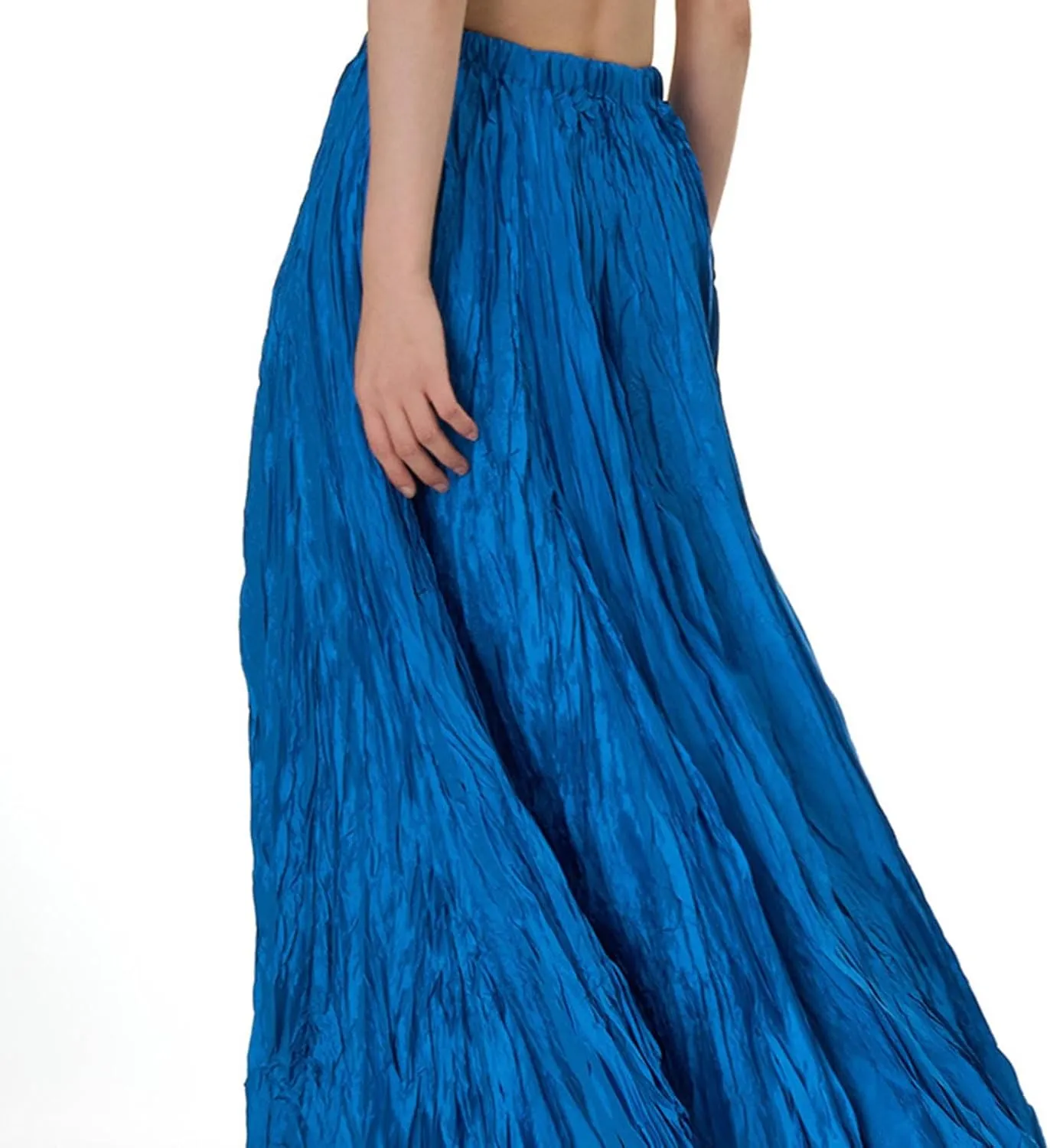 Skirts for Women Trendy Summer Pleated Wrinkle Boho Elastic High Waist Flowy Swing Maxi Long Skirt Holiday Outfit
