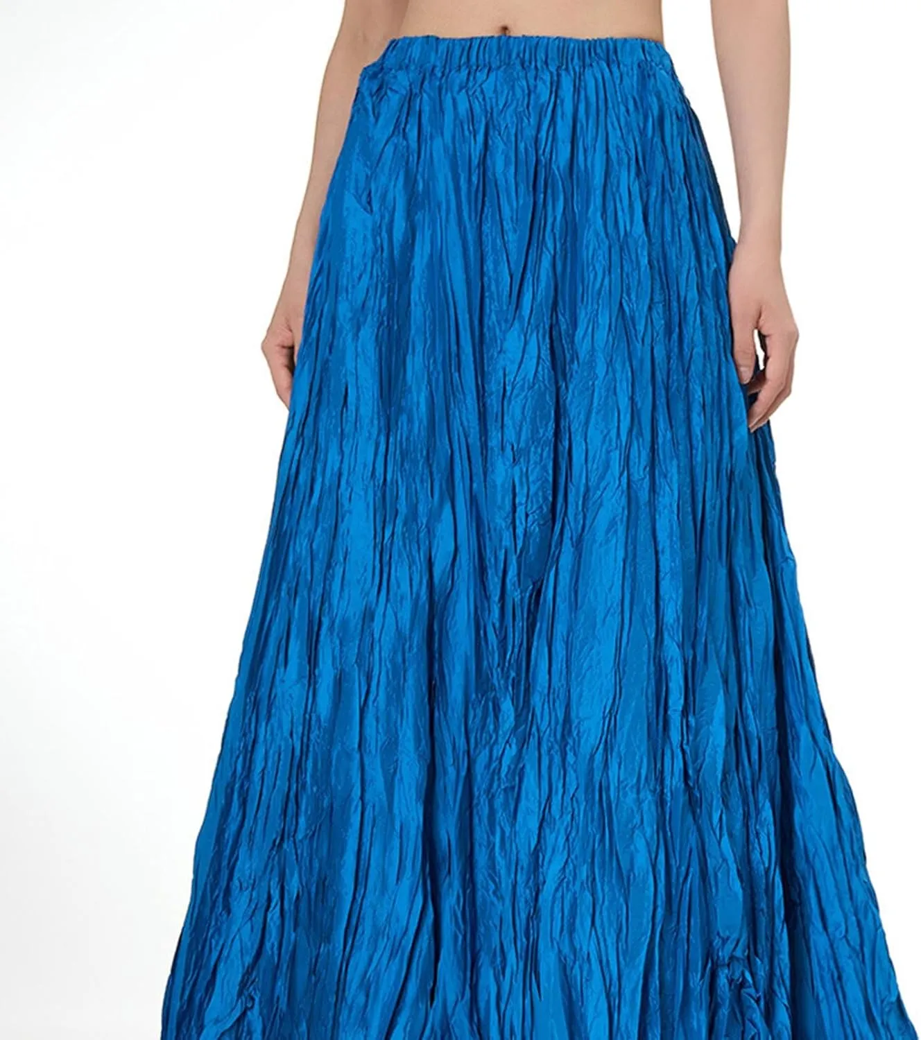 Skirts for Women Trendy Summer Pleated Wrinkle Boho Elastic High Waist Flowy Swing Maxi Long Skirt Holiday Outfit