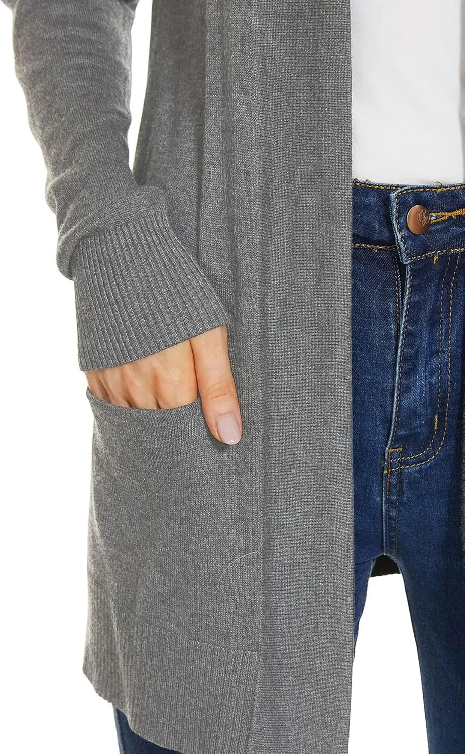 Spicy Sandia Women's Knit Cardigan Open Front Long Sleeve Sweater with Pockets Lightweight Fall Trendy Dressy Casual