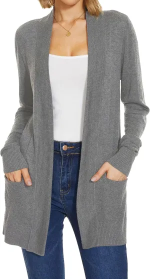 Spicy Sandia Women's Knit Cardigan Open Front Long Sleeve Sweater with Pockets Lightweight Fall Trendy Dressy Casual